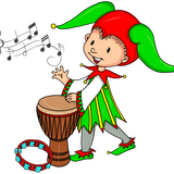 Illustration von Till-Eulenspiegel als Kind trommelt und singt